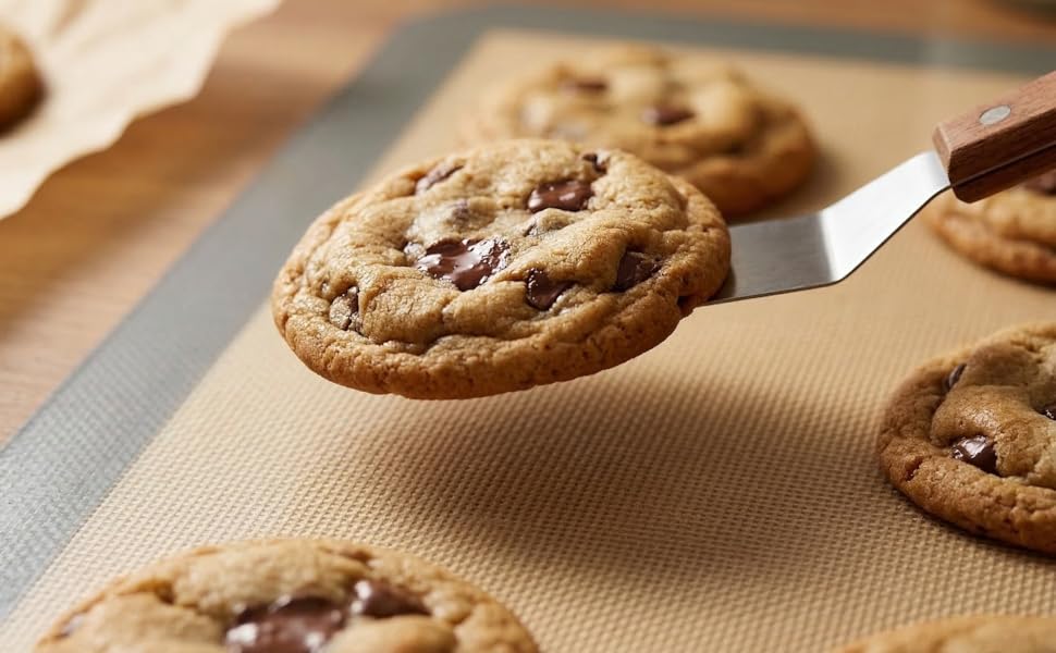 Silicone Baking Mat Set of 2 Half Sheet 1 Quarter Sheet Nonstick Reusable Baking Sheet Liners for Cookies Macarons Bread Pizza Pastry with Scraper and Hot Pot Handle Grips, 6 Pcs Set