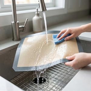 Silicone Baking Mat Set of 2 Half Sheet 1 Quarter Sheet Nonstick Reusable Baking Sheet Liners for Cookies Macarons Bread Pizza Pastry with Scraper and Hot Pot Handle Grips, 6 Pcs Set