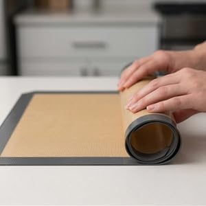 Silicone Baking Mat Set of 2 Half Sheet 1 Quarter Sheet Nonstick Reusable Baking Sheet Liners for Cookies Macarons Bread Pizza Pastry with Scraper and Hot Pot Handle Grips, 6 Pcs Set