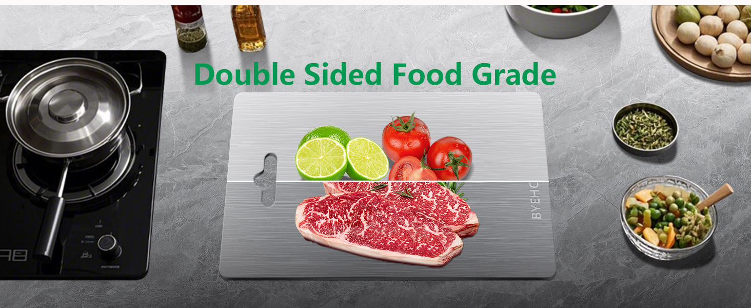 Titanium Cutting Boards for Kitchen [Set of 3], Double Sided Pure Titanium Cutting Board | Easy to Clean | Dishwasher Safe | Food-Grade Raw & Cooked Foods or Outdoor Camping Chopping Board