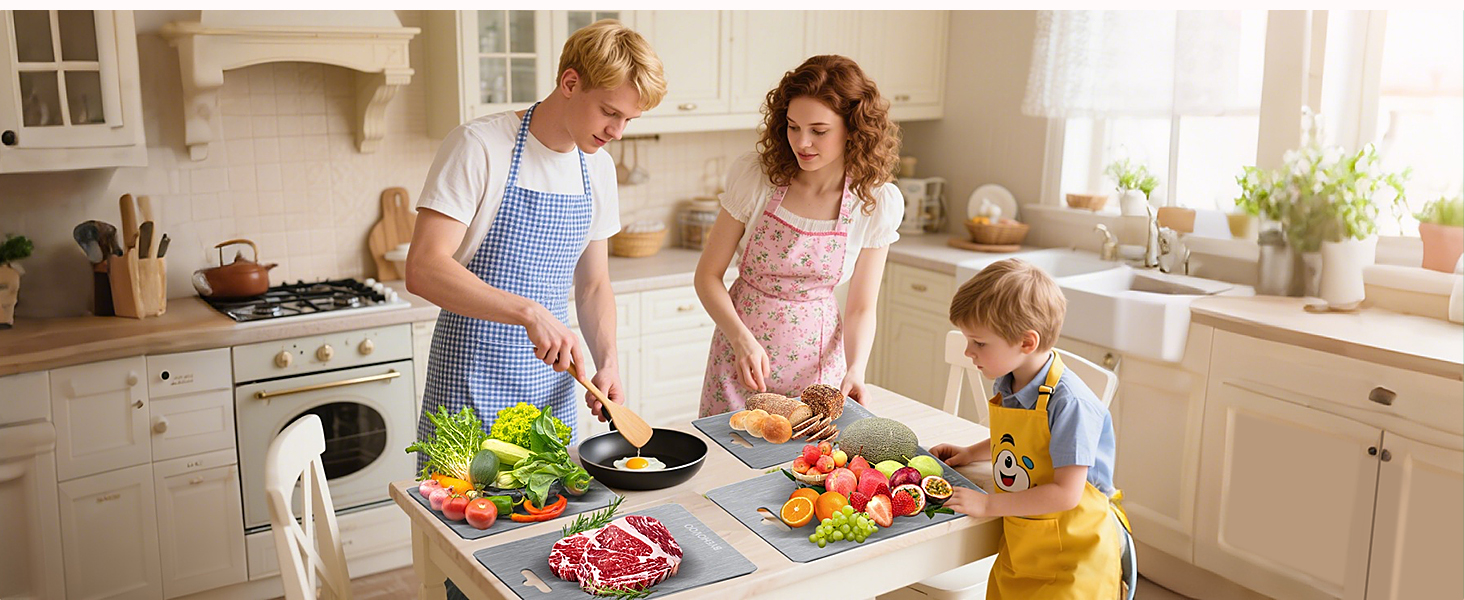 Titanium Cutting Boards for Kitchen [Set of 3], Double Sided Pure Titanium Cutting Board | Easy to Clean | Dishwasher Safe | Food-Grade Raw & Cooked Foods or Outdoor Camping Chopping Board