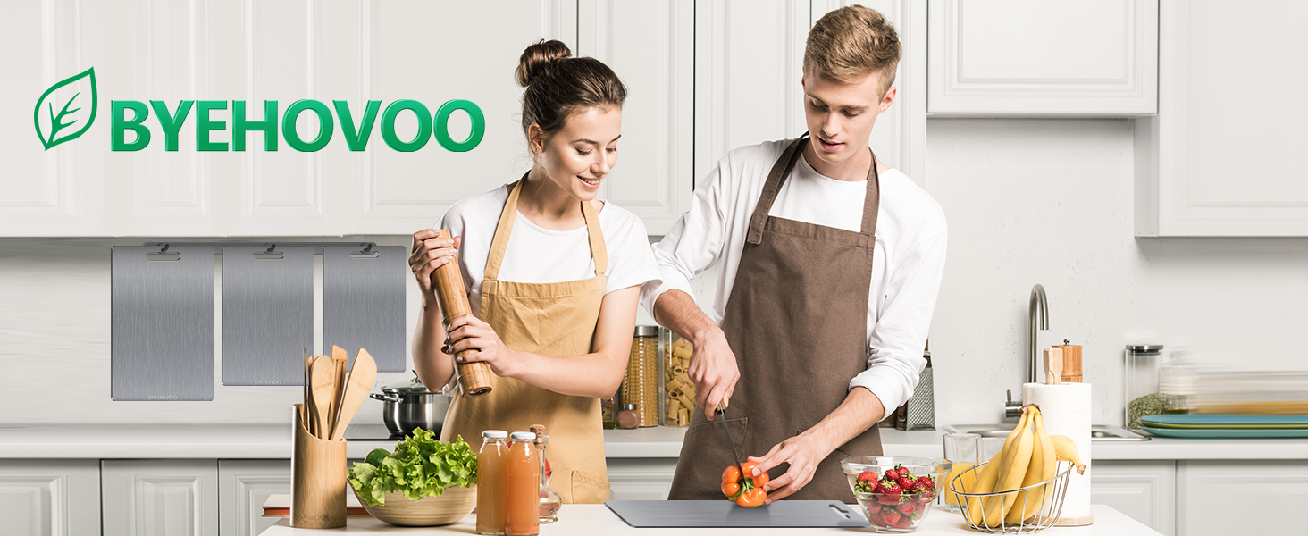 Titanium Cutting Boards for Kitchen [Set of 3], Double Sided Pure Titanium Cutting Board | Easy to Clean | Dishwasher Safe | Food-Grade Raw & Cooked Foods or Outdoor Camping Chopping Board