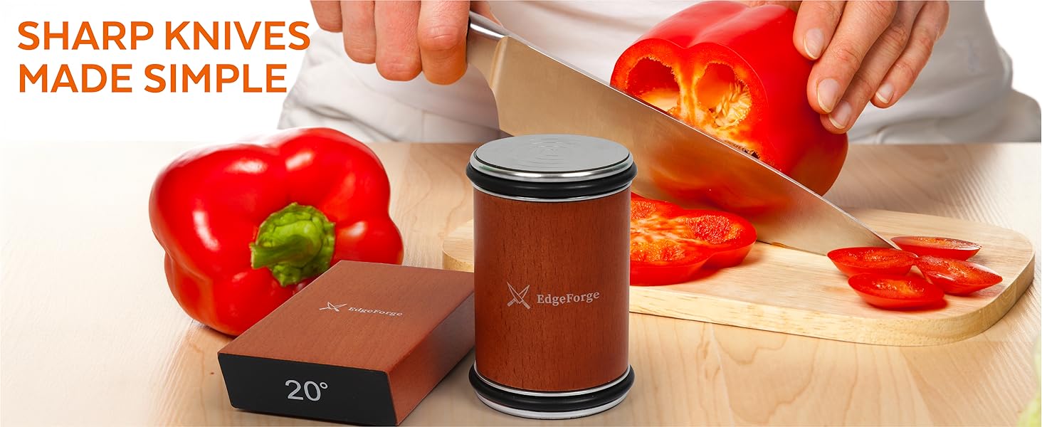 Knife Sharpener – Rolling Knife Sharpener Kit with Diamond Disc & Stainless Steel Polishing Disc, Magnetic 15° & 20° Angle Guide, Manual Kitchen Knife Sharpener Tool, Ideal Gift