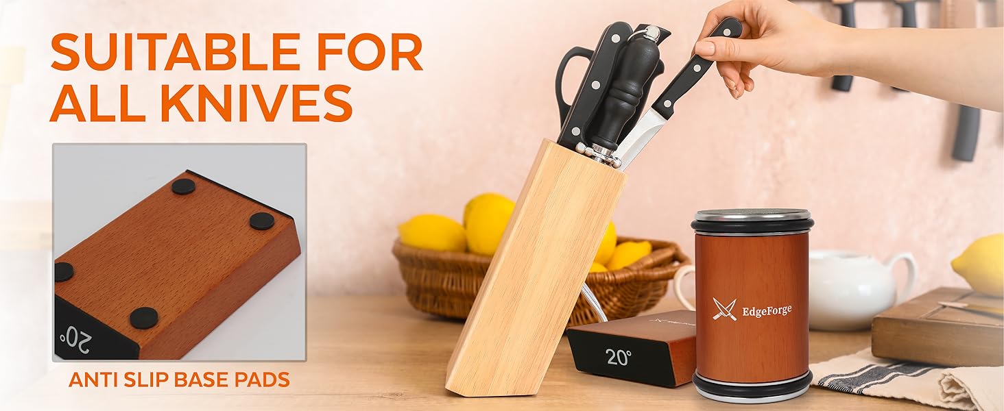 Knife Sharpener – Rolling Knife Sharpener Kit with Diamond Disc & Stainless Steel Polishing Disc, Magnetic 15° & 20° Angle Guide, Manual Kitchen Knife Sharpener Tool, Ideal Gift