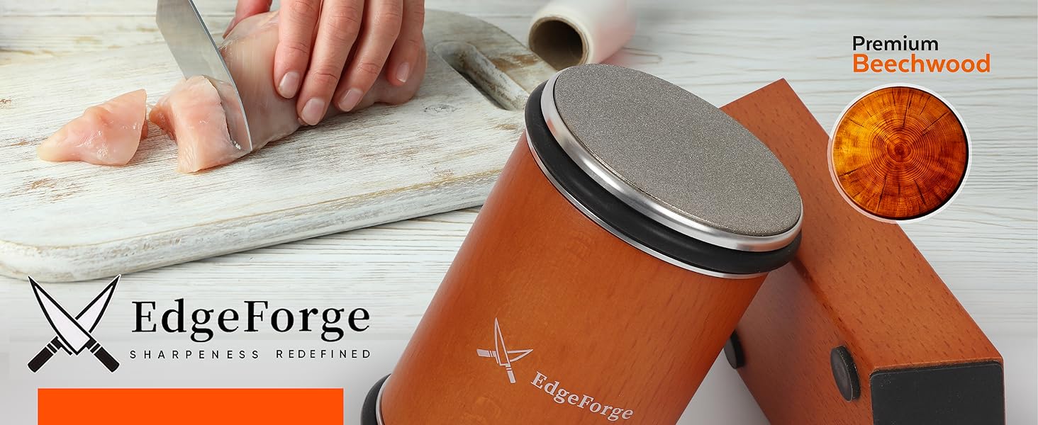 Knife Sharpener – Rolling Knife Sharpener Kit with Diamond Disc & Stainless Steel Polishing Disc, Magnetic 15° & 20° Angle Guide, Manual Kitchen Knife Sharpener Tool, Ideal Gift