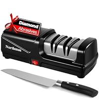 Electric Knife Sharpener, Professional Kitchen Knife Sharpener for Home Use, 2 Stages of Coarse Sharpening & Fine Polishing, Metal Dust Collection Box for Easy Cleaning, Silver Gray
