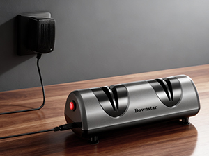 Electric Knife Sharpener, Professional Kitchen Knife Sharpener for Home Use, 2 Stages of Coarse Sharpening & Fine Polishing, Metal Dust Collection Box for Easy Cleaning, Silver Gray