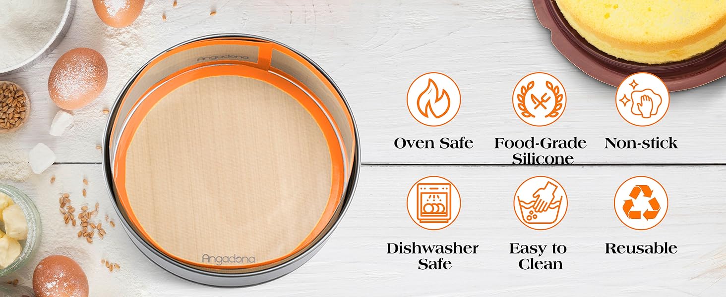 2 pack Silicone Baking Mat for Springform Pan 9 inch, Prevent cake from Sticking to Bottom and Side,Easy Clean & Non Sick Silicone Baking mat for Cheesecake Pan