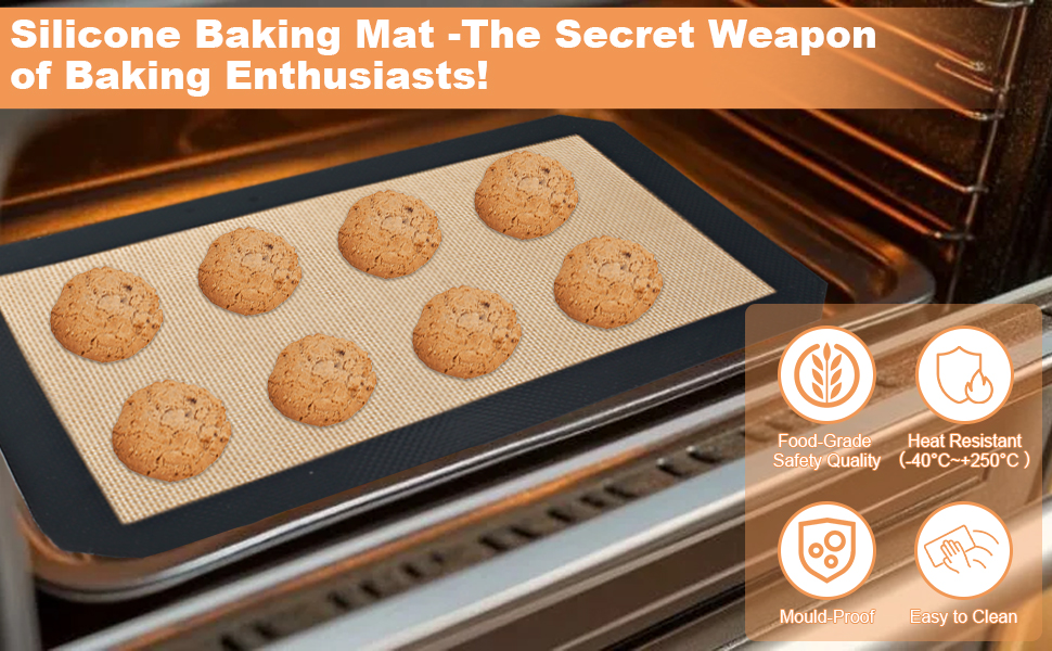 Silicone Baking Mat,Silicone Mat,2 Pack Reusable Non-Stick Baking Mat,Food Safe Silicone Mats for Baking, Oven Baking Sheet for Making Cookies, Macaroons, Bread,(11.8
