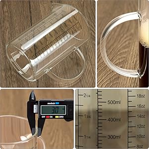 QWORK 34OZ/1000ML Glass Measuring Cup (Ml/Oz/Cup), 4 Cups Multi-Purpose Kitchen Tool with V-Shaped Spout & Handle