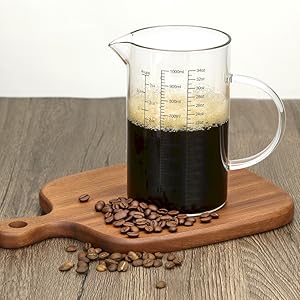 QWORK 34OZ/1000ML Glass Measuring Cup (Ml/Oz/Cup), 4 Cups Multi-Purpose Kitchen Tool with V-Shaped Spout & Handle