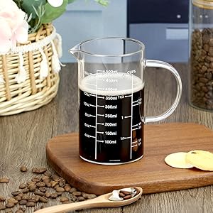 QWORK 500ML 2 Cup Glass Measuring Cup (Ml/Oz/Cup), High Borosilicate Glass Cup for Precision Cooking Baking