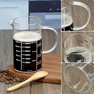 QWORK 500ML 2 Cup Glass Measuring Cup (Ml/Oz/Cup), High Borosilicate Glass Cup for Precision Cooking Baking
