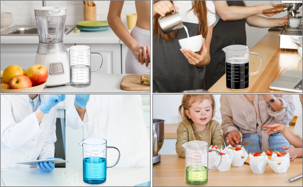 QWORK 500ML 2 Cup Glass Measuring Cup (Ml/Oz/Cup), High Borosilicate Glass Cup for Precision Cooking Baking