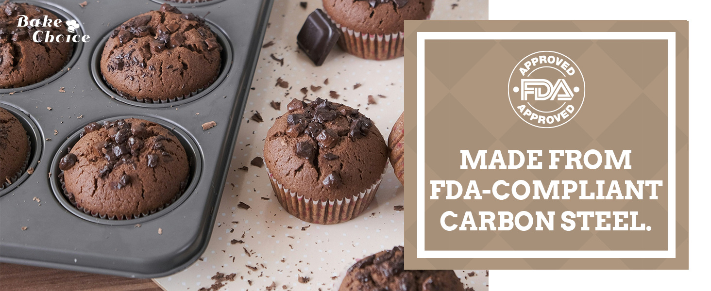 2 Pack Muffin Pan for Baking, Standard Cupcake Pan includes 100 Natural Cupcake Liners, Muffin Tin Nonstick 12 Cup, Baking Pans Set, Carbon Steel Baking Supplies