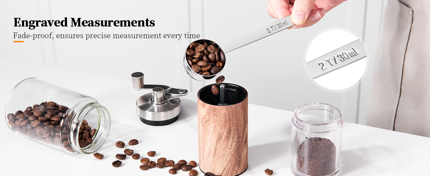Long Handle Coffee Scoop: 5.98 Inch 18/8 Stainless Steel 2 Tablespoon Metal Measuring Spoon Tbsp Scoop for Coffee Beans, Grounds Coffee, Coffee Powder, Tea, Tall Jars (2Tbsp/30ml)