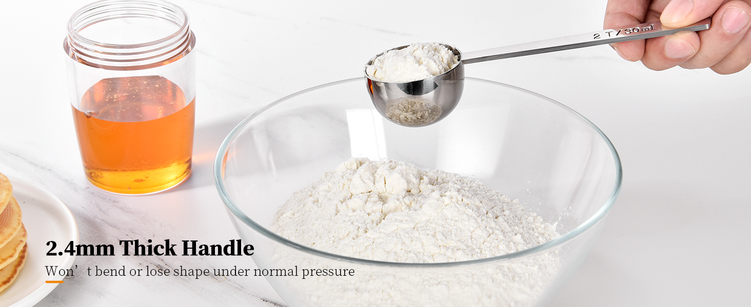 Long Handle Coffee Scoop: 5.98 Inch 18/8 Stainless Steel 2 Tablespoon Metal Measuring Spoon Tbsp Scoop for Coffee Beans, Grounds Coffee, Coffee Powder, Tea, Tall Jars (2Tbsp/30ml)