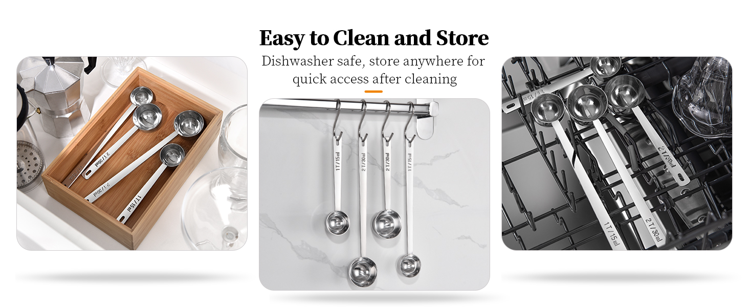 Long Handle Coffee Scoop: 5.98 Inch 18/8 Stainless Steel 2 Tablespoon Metal Measuring Spoon Tbsp Scoop for Coffee Beans, Grounds Coffee, Coffee Powder, Tea, Tall Jars (2Tbsp/30ml)