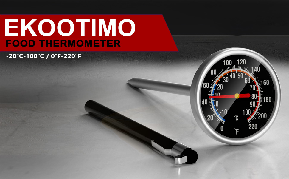 Meat Thermometer - Instant Read Food Thermometer with 5.5-Inch Stainless Steel Probe for Cooking, Steak, Bread, Chicken, Grilling, Milk, Tea & Coffee - 1.5-Inch Dial Kitchen Temperature (1PCS)