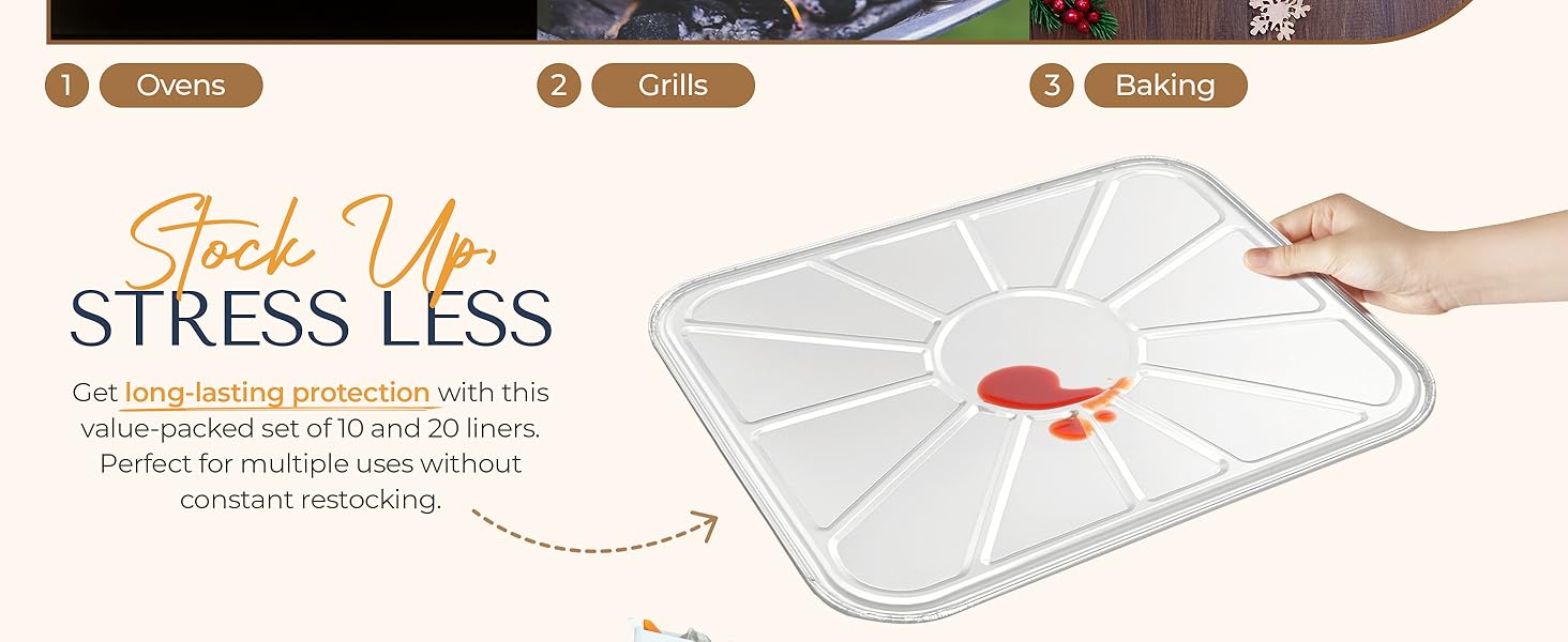 Aluminum Oven Liners for Bottom of Oven (10 Pack), Disposable Foil Oven Liners for Bottom of Oven, Oven Drip Pans, Oven Liners for Bottom of Electric Oven and Gas Oven, Oven Liner, 18.5