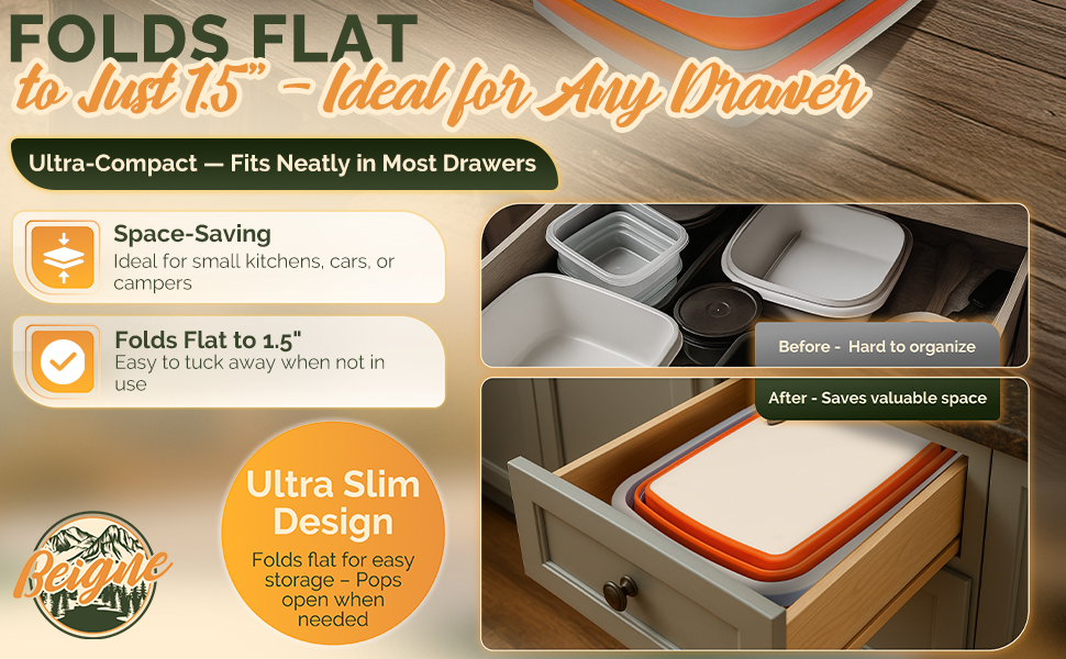 XL Collapsible BBQ Prep Tub with Lid - 3 in 1 Collapsible Tub & Portable Cutting Board Container for Marinating, Camping, Meat Storage - Space-Saving, Foldable Tray for Kitchen and Outdoor