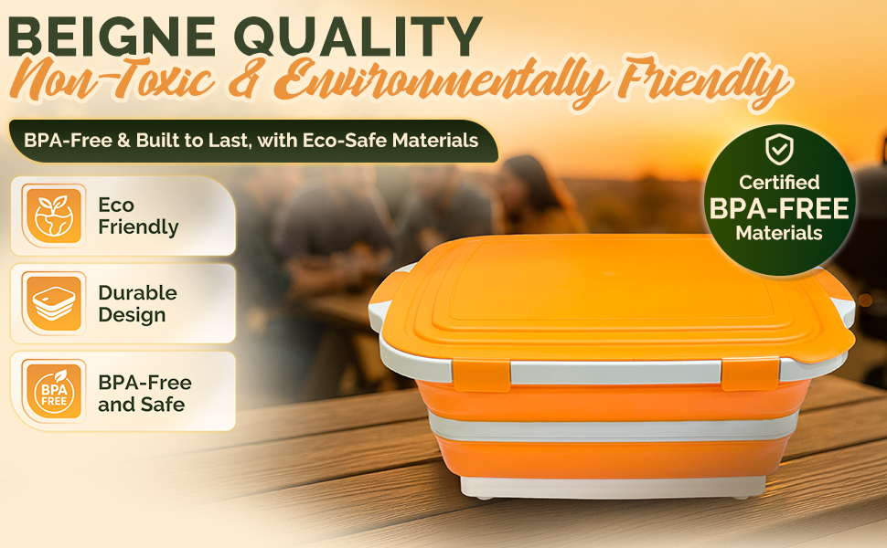 XL Collapsible BBQ Prep Tub with Lid - 3 in 1 Collapsible Tub & Portable Cutting Board Container for Marinating, Camping, Meat Storage - Space-Saving, Foldable Tray for Kitchen and Outdoor