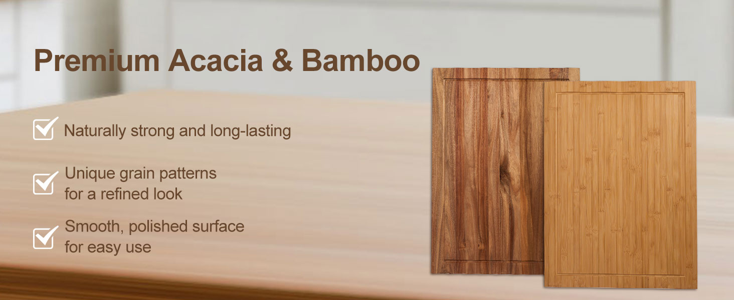 Acacia Wood Stove Cover for Gas & Electric Burners, 28.82”x20.83”x2.12'' (Inner) Noodle Board with Handles, Cutting Board with Juice Groove, Serving Tray (Natural Acacia)