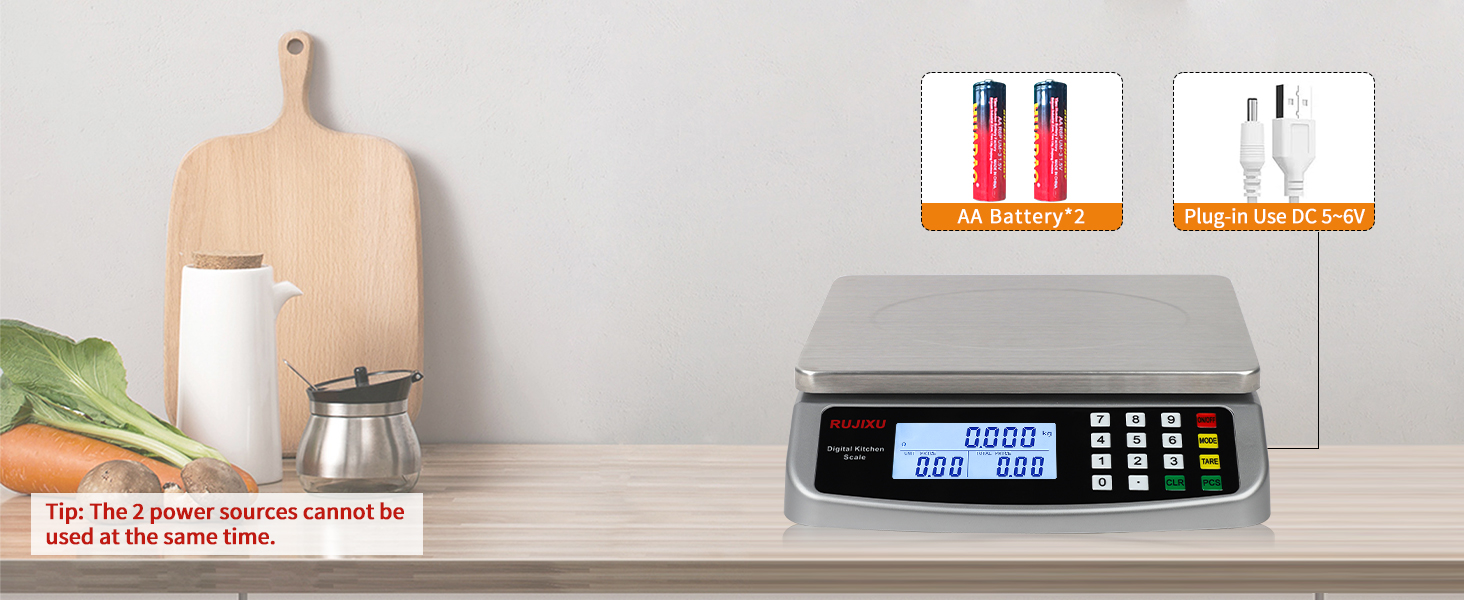 Food Scale 88lb/40kg Large Digital Kitchen Scale 0.05oz/1g with Price Computing Commercial Scale 304 Stainless Steel gram Scale for Baking Cooking Meat Restaurant ，USB or AA Battery(Included)