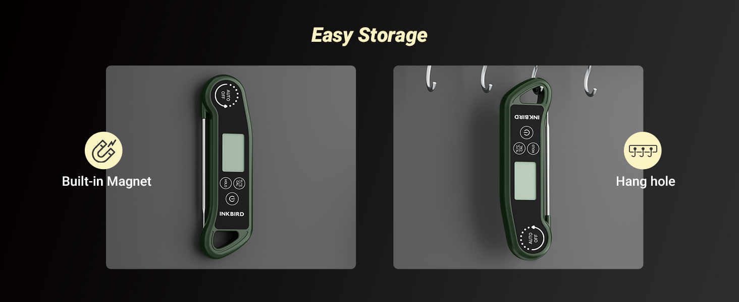 INKBIRD 0.5 Seconds Instant Read Meat Thermometer for Cooking RHT-11K, ±0.5℉ Accuracy Digital Food Thermometer with 1.42inch Large Screen, Waterproof Kitchen Thermometer for Candy, Grill, BBQ, Brewing