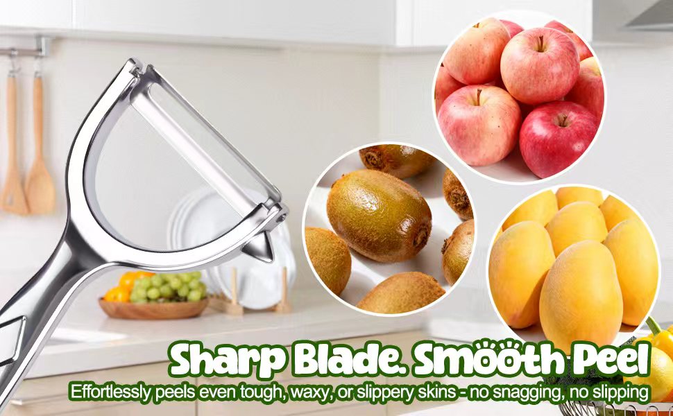 5-in-1 Vegetable Fruit Peeler Set, Y & I-Shaped Stainless Steel Blades with Ergonomic Non-Slip Handle, Sharp Kitchen Peeler for Fruits Carrots Potatoes (2-Pack)