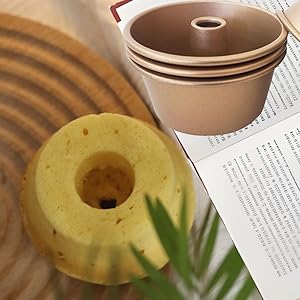 3.5 Inch Angel Cake Pan, Mini Fluted Tube Pan, Nonstick Ring Mold for Baking Angel Food, Chiffon, Pound Cake, Mousse - Gold, 4PCS
