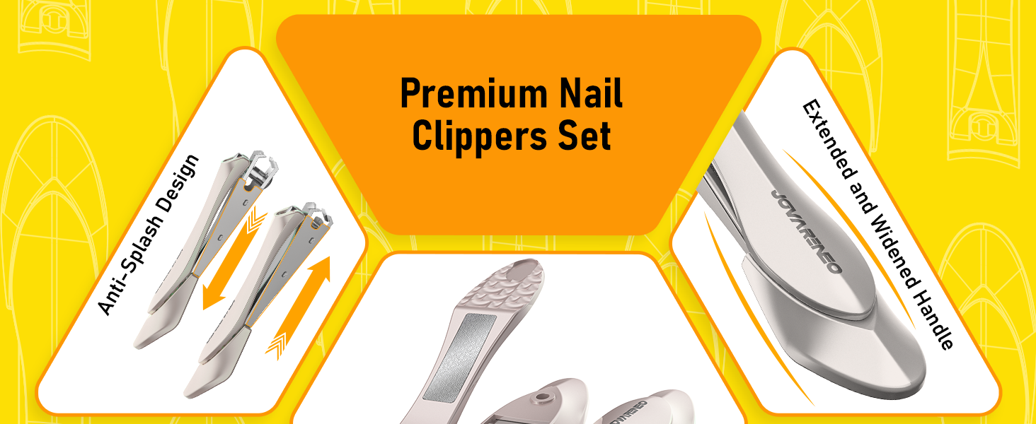 Nail Clipper Set,Premium Stainless Steel Fingernail and Toenail Clipper Cutters with Nail File and Catcher, Sharp Effortless Nail Clippers Tools for Men & Women