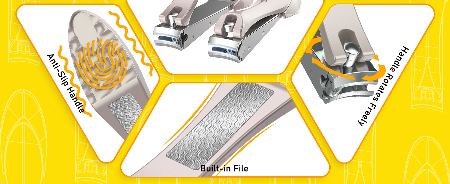 Nail Clipper Set,Premium Stainless Steel Fingernail and Toenail Clipper Cutters with Nail File and Catcher, Sharp Effortless Nail Clippers Tools for Men & Women