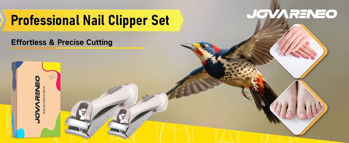 Nail Clipper Set,Premium Stainless Steel Fingernail and Toenail Clipper Cutters with Nail File and Catcher, Sharp Effortless Nail Clippers Tools for Men & Women