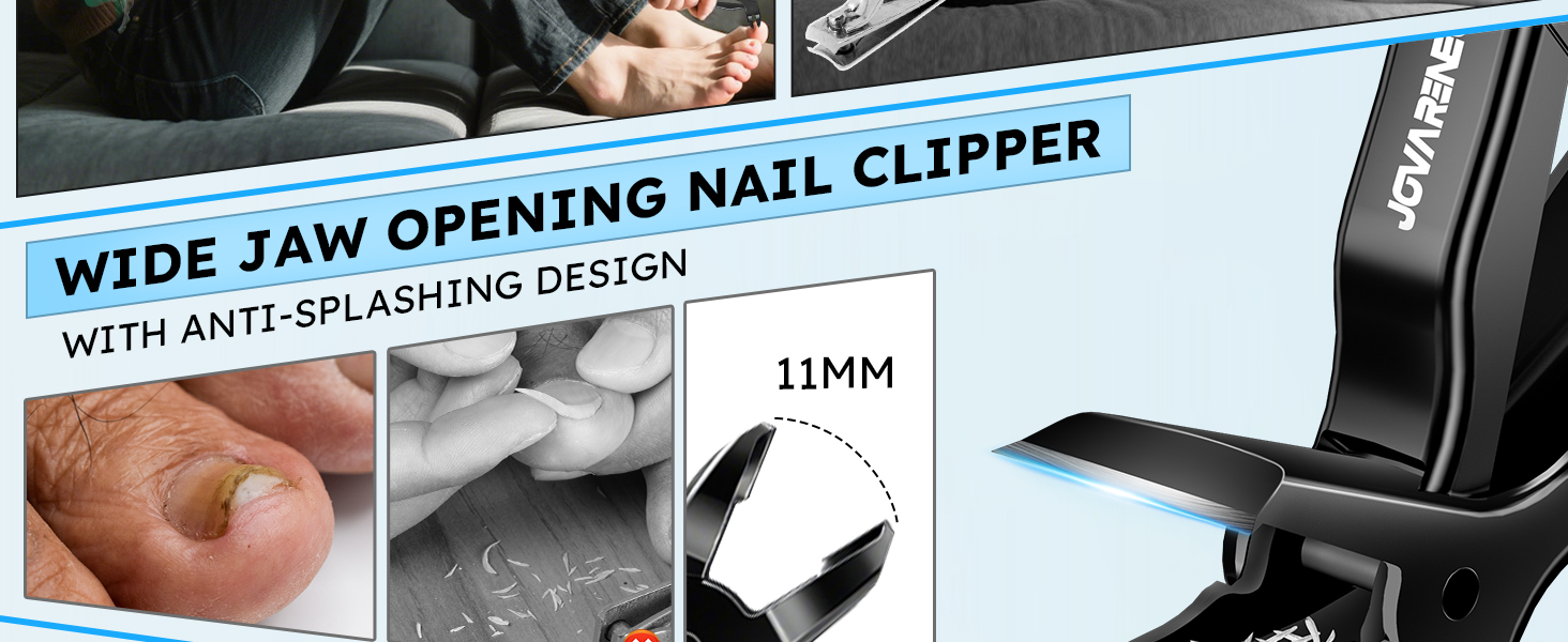 Toenail Clippers for Seniors, Angled Head Large Toe Nail Clippers for Thick Toenails, Wide Jaw Eagle Beak Clippers for Ingrown Nails, Anti-Splash Cutter with Curved Blade, Cuticle Clippers