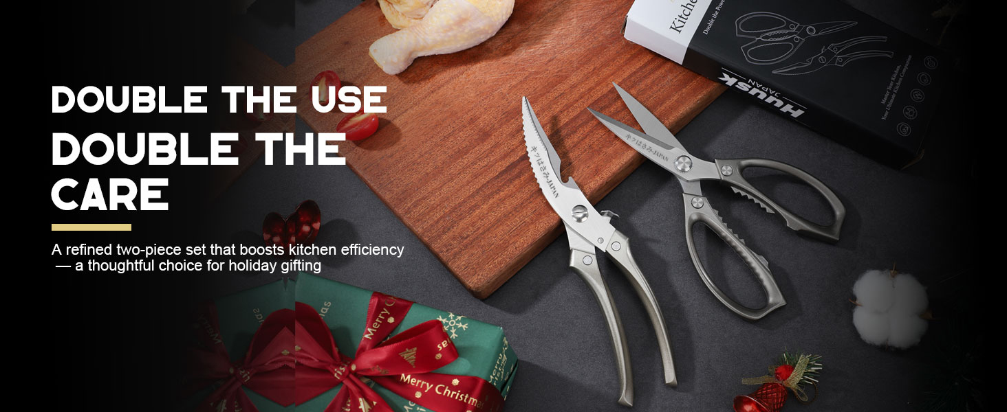 Huusk Kitchen Scissors Set, Poultry Shears Heavy Duty with Spring Loaded, Kitchen Meat Scissors All Purpose for Food, Chicken, Fish