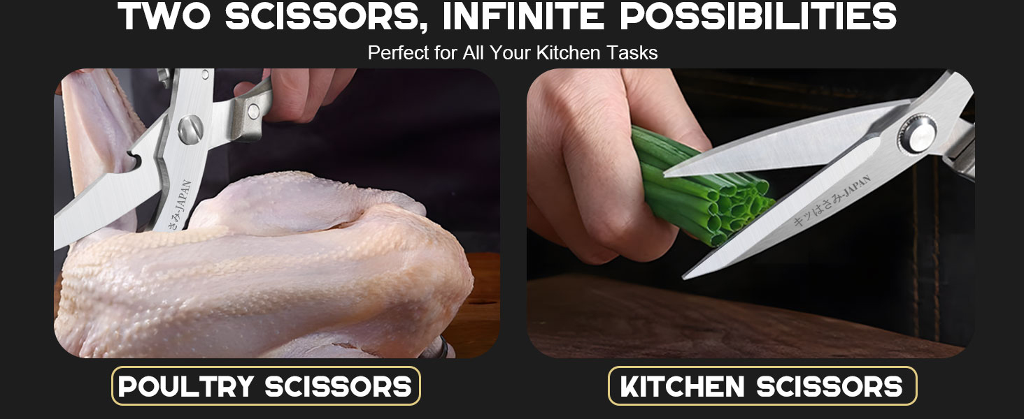 Huusk Kitchen Scissors Set, Poultry Shears Heavy Duty with Spring Loaded, Kitchen Meat Scissors All Purpose for Food, Chicken, Fish