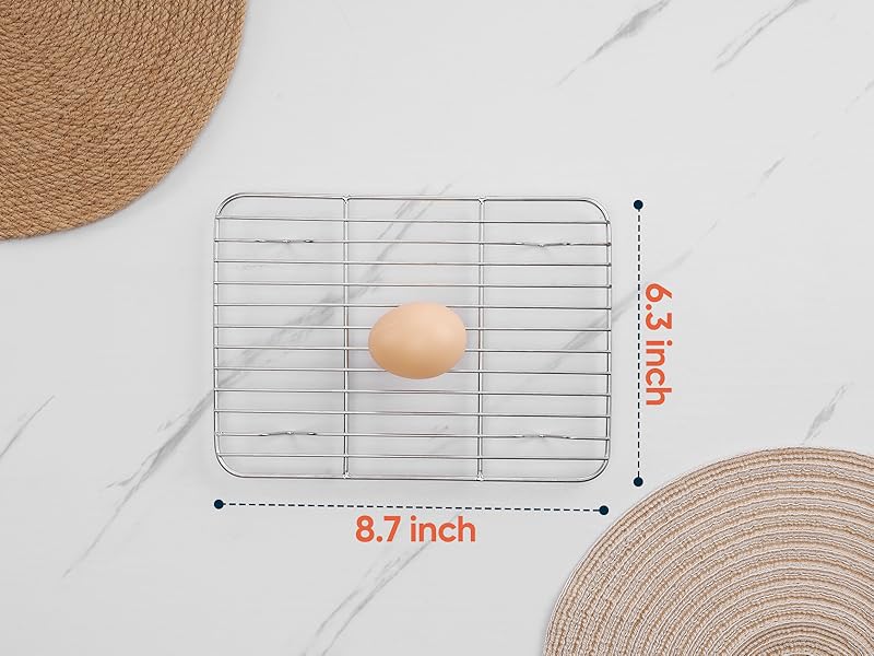2 Pack Cooling Rack for Baking, Homikit 8.7 * 6.3 Inch Small Stainless Steel Metal Roasting Grilling Cooking Racks, Fits Small Toaster Oven, Dishwasher Safe, Heavy duty & Rust Resistant