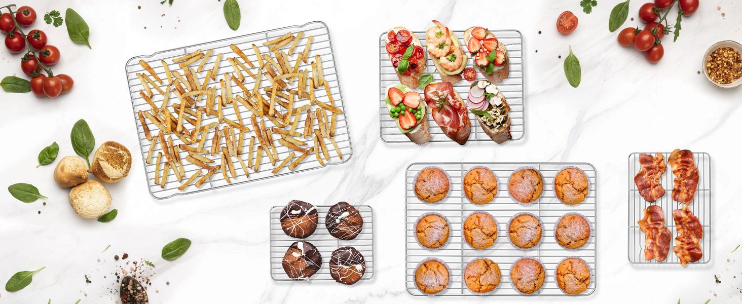 2 Pack Cooling Rack for Baking, Homikit 8.7 * 6.3 Inch Small Stainless Steel Metal Roasting Grilling Cooking Racks, Fits Small Toaster Oven, Dishwasher Safe, Heavy duty & Rust Resistant