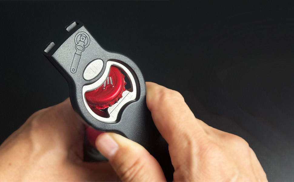 2-in-1 Magnetic Soda Can & Beer Bottle Opener-Dual Magnets for Fridge & Cap Catcher, Heavy Duty Stainless Steel, Perfect for Big Hands,Long nails, RV, Bartender, Gift for Father, Black, Openpro 2 Pack