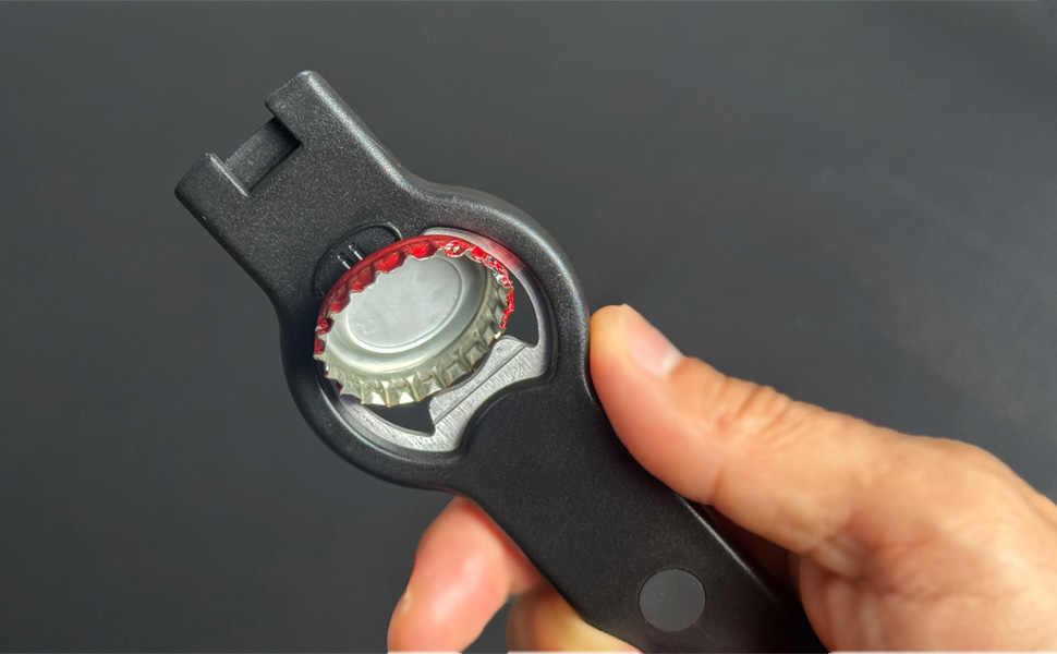 2-in-1 Magnetic Soda Can & Beer Bottle Opener-Dual Magnets for Fridge & Cap Catcher, Heavy Duty Stainless Steel, Perfect for Big Hands,Long nails, RV, Bartender, Gift for Father, Black, Openpro 2 Pack