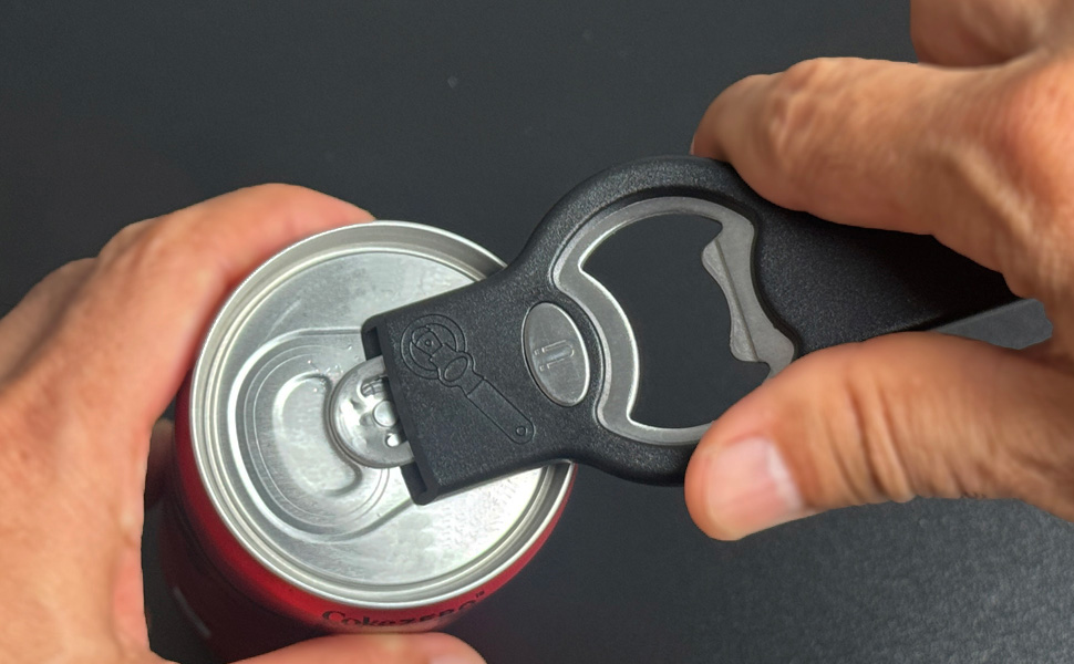 2-in-1 Magnetic Soda Can & Beer Bottle Opener-Dual Magnets for Fridge & Cap Catcher, Heavy Duty Stainless Steel, Perfect for Big Hands,Long nails, RV, Bartender, Gift for Father, Black, Openpro 2 Pack