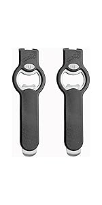 2-in-1 Magnetic Soda Can & Beer Bottle Opener-Dual Magnets for Fridge & Cap Catcher, Heavy Duty Stainless Steel, Perfect for Big Hands,Long nails, RV, Bartender, Gift for Father, Black, Openpro 2 Pack