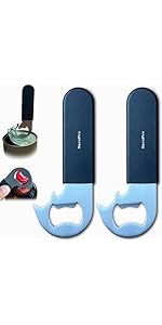 2-in-1 Magnetic Soda Can & Beer Bottle Opener-Dual Magnets for Fridge & Cap Catcher, Heavy Duty Stainless Steel, Perfect for Big Hands,Long nails, RV, Bartender, Gift for Father, Black, Openpro 2 Pack