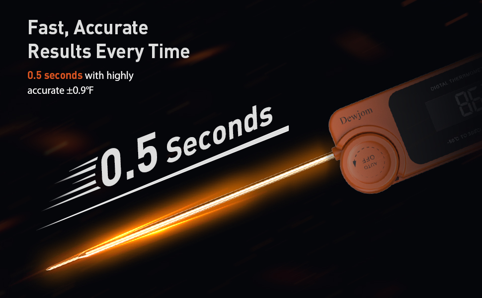 0.5 Sec Instant Read Meat Thermometer for Cooking, Ultra-Fast Digital Food Thermometer with Backlight, ±0.5°F Accuracy, IP67 Waterproof，Auto-Rotate/On/Off–Perfect for Grilling, BBQ, Smoker-Tangerine
