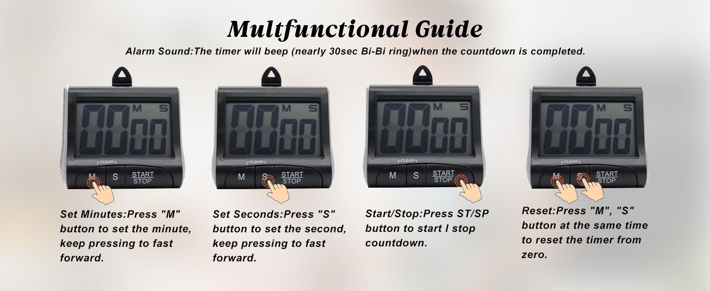 Large LCD Display Kitchen Timer -Magnetic Digital Timers,Loud Alarm,Memory and Fast Forward Function,Cooking Timers for Kitchen,Gym, Meeting, Classroom,Study,Work,Outdoor Activities(Black)