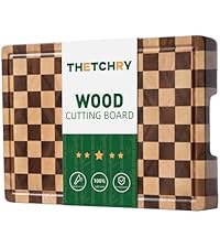 Cutting Boards for Kitchen, Checkered Cutting Board Upgraded, Acacia Wood Chopping Board with Juice Grooves & Handles, Large Butcher Block Serving Tray with Gift Box, 16.5" x 11.6" x 0.8"