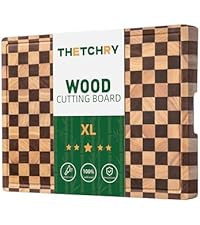 Cutting Boards for Kitchen, Checkered Cutting Board Upgraded, Acacia Wood Chopping Board with Juice Grooves & Handles, Large Butcher Block Serving Tray with Gift Box, 16.5" x 11.6" x 0.8"