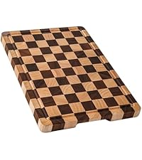 Cutting Boards for Kitchen, Checkered Cutting Board Upgraded, Acacia Wood Chopping Board with Juice Grooves & Handles, Large Butcher Block Serving Tray with Gift Box, 16.5" x 11.6" x 0.8"
