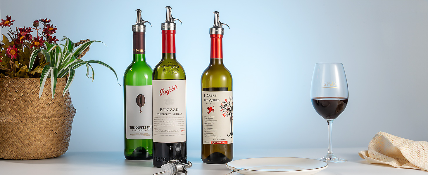 Wine Bottle Stopper, Wine Stopper & Pourer 2 in1, Champagne Stoppers, Bar Pour Bottles Reusable Wine Preserver, Suitable for Alcohol, Wine for Best Christmas and Birthday Gifts for Wine Lovers